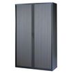 Armoire haute à rideaux - L120  x H198 x P43 cm - 4 tablettes - anthracite