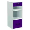 Classeur mélaminé monobloc - 1 tiroir dossiers suspendus + 1 tiroirs papeterie + 2 niches - H101 x L42 x P44 cm - corps blanc - tiroirs prune