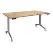 Table de réunion abattantes - L140 x P80 cm - pied alu - plateau imitation chêne clair