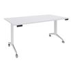 3253310160330-Table de réunion abattantes - L160 x P80 cm - pied blanc - plateau blanc perle--0