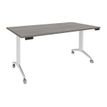 Table de réunion abattantes - L160 x P80 cm - pied blanc - plateau imitation chêne gris