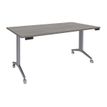 Table de réunion abattantes - L140 x P80 cm - pied alu - plateau imitation chêne gris