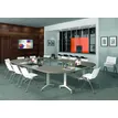 3253310160477-Table de réunion abattantes angle à gauche - L200 x P80 cm - pied blanc - plateau imitation hêtre--4