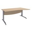 3253310150713-Bureau droit IDRA - Vague à droite - L140 cm - Pieds alu - plateau imitation Chêne--0