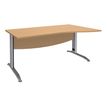 3253310149779-Bureau droit IDRA - Vague à droite - L160 cm - Pieds alu - Plateau imitation Hêtre--0