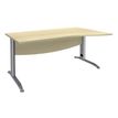 3253310150232-Bureau droit IDRA - Vague à droite - L140 cm - Pieds alu - plateau imitation Erable--0
