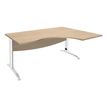 Bureau compact à droite IDRA - L180 cm - Pieds blanc - plateau imitation Chêne clair (Pieds de renfort obligatoire à rajouter - non inclus)