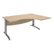 Bureau compact à droite IDRA - L180 cm - Pieds alu - plateau imitation Chêne clair (Pieds de renfort obligatoire à rajouter - non inclus)