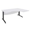 Bureau compact à droite IDRA - L180 cm - Pieds anthracite - plateau Blanc perle (Pieds de renfort obligatoire à rajouter - non inclus)
