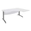 Bureau compact à droite IDRA - L180 cm - Pieds alu - plateau Blanc perle (Pieds de renfort obligatoire à rajouter - non inclus)