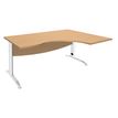 2012348122083-Bureau compact à droite IDRA - L180 cm - Pieds blanc - Plateau imitation Hêtre (Pieds de renfort obligatoire à rajou--0
