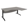 Bureau compact à droite IDRA - L180 cm - Pieds anthracite - plateau imitation Chêne gris (Pieds de renfort obligatoire à rajouter - non inclus)