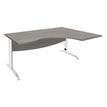 Bureau compact à droite IDRA - L180 cm - Pieds blanc - plateau imitation Chêne gris (Pieds de renfort obligatoire à rajouter - non inclus)