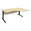 Bureau compact à droite IDRA - L180 cm - Pieds anthracite - plateau imitation Erable (Pieds de renfort obligatoire à rajouter - non inclus)