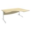 Bureau compact à droite IDRA - L180 cm - Pieds blanc - plateau imitation Erable (Pieds de renfort obligatoire à rajouter - non inclus)