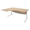 Bureau compact à gauche IDRA - L180 cm - Pieds blanc - plateau imitation Chêne clair (Pieds de renfort obligatoire à rajouter - non inclus)