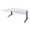 Bureau compact à gauche IDRA - L180 cm - Pieds anthracite - plateau Blanc perle (Pieds de renfort obligatoire à rajouter - non inclus)
