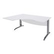 Bureau compact à gauche IDRA - L180 cm - Pieds alu - plateau Blanc perle (Pieds de renfort obligatoire à rajouter - non inclus)