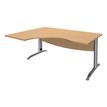 Bureau compact à gauche IDRA - L180 cm - Pieds alu - Plateau imitation Hêtre (Pieds de renfort obligatoire à rajouter - non inclus)