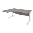 Bureau compact à gauche IDRA - L180 cm - Pieds blanc - plateau imitation Chêne gris (Pieds de renfort obligatoire à rajouter - non inclus)