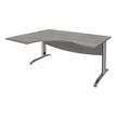 Bureau compact à gauche IDRA - L180 cm - Pieds alu - plateau imitation Chêne gris (Pieds de renfort obligatoire à rajouter - non inclus)