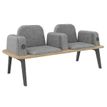 Banquette ILO - 2 places L172xP67cm -  carbone - structure chêne clair - tissu gris chiné