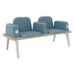 Banquette ILO - 2 places L172xP67cm -  blanc - structure chêne clair - tissu bleu guède