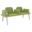 Banquette ILO - 2 places L172xP67cm -  blanc - structure chêne clair - tissu kiwi