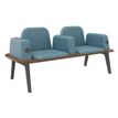 Banquette ILO - 2 places L172xP67cm -  carbone - structure noyer - tissu bleu guède