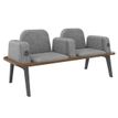 Banquette ILO - 2 places L172xP67cm -  carbone - structure noyer - tissu gris chiné