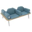Banquette ILO - 4 places L172xP114cm -  blanc - structure chêne clair - tissu bleu guède