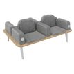 Banquette ILO - 4 places L172xP114cm -  blanc - structure chêne clair - tissu gris chiné