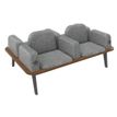 Banquette ILO - 4 places L172xP114cm -  carbone - structure noyer - tissu gris chiné