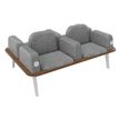 Banquette ILO - 4 places L172xP114cm -  blanc - structure noyer - tissu gris chiné