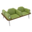 Banquette ILO - 4 places L172xP114cm -  blanc - structure noyer - tissu kiwi