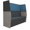 Banquette acoustique IN'TEAM - L170 x H 150 x P170 cm - 3 places - structure chêne gris et carbone - panneaux bleu chiné