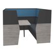 Box acoustique IN'TEAM - L210 x H 150 x P170 cm - 6 places avec table - structure chêne gris et carbone - panneaux bleu chiné
