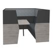 Box acoustique IN'TEAM - L210 x H 150 x P170 cm - 6 places avec table - structure chêne gris et carbone - panneaux gris chiné