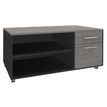 Console mobile LEVEL/STEELY/WOODY- L120 x H63 x P60 cm - 2 tiroirs dont 1 DS - coté anthracite - finition façade et dessus imitation Chêne gris