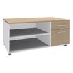 Console mobile EXPRIM/LOFTER/LEVEL - L120 x H63 x P60 cm - 2 tiroirs dont 1 DS - coté blanc - finition façade et dessus imitation Chêne clair