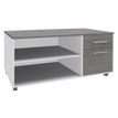 Console mobile EXPRIM/LOFTER/LEVEL - L120 x H63 x P60 cm - 2 tiroirs dont 1 DS - coté blanc - finition façade et dessus imitation Chêne gris