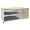 Console mobile EXPRIM/LOFTER/LEVEL - L120 x H63 x P60 cm - 2 tiroirs dont 1 DS - coté blanc - finition façade et dessus imitation Erable
