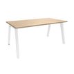 Bureau simple STEELY - L140 cm - Pieds blanc - plateau imitation Chêne clair