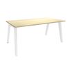 Bureau simple STEELY - L180 cm - Pieds blanc - plateau imitation Erable