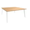 3253310162839-Bureau double STEELY - L180 cm - Double face Depart - Pieds blanc - plateau imitation Hêtre--0