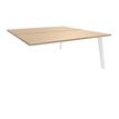 Bureau double STEELY - L120 cm - Double face Suivant - Pieds blanc - plateau imitation Chêne clair