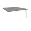 Bureau double STEELY - L120 cm - Double face Suivant - Pieds blanc - plateau imitation Chêne gris
