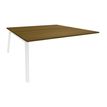 Bureau double STEELY - L160 cm - Double face Suivant - Pieds blanc - plateau imitation noyer
