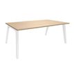 Bureau STEELY Manager - L180 x P100 x H72,5 cm - plateau imitation Chêne clair - Pieds blanc