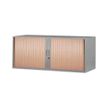 Réhausse pour armoire à rideaux métalliques - L120 x P43 x H43 cm - silver/imitation hêtre
